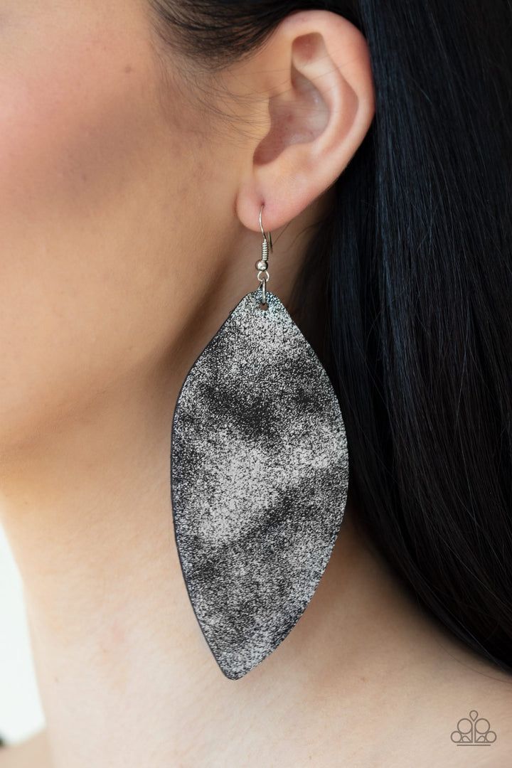 Paparazzi Serenely Smattered Black Earrings