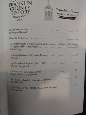 Franklin County Historical Society Papers XXXI - Journal Vol 31 - 2019
