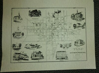 1850 Plan of Chambersburg Map Poster