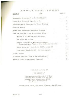 Franklin County Footnotes 1982 Vol. 3 No. 1