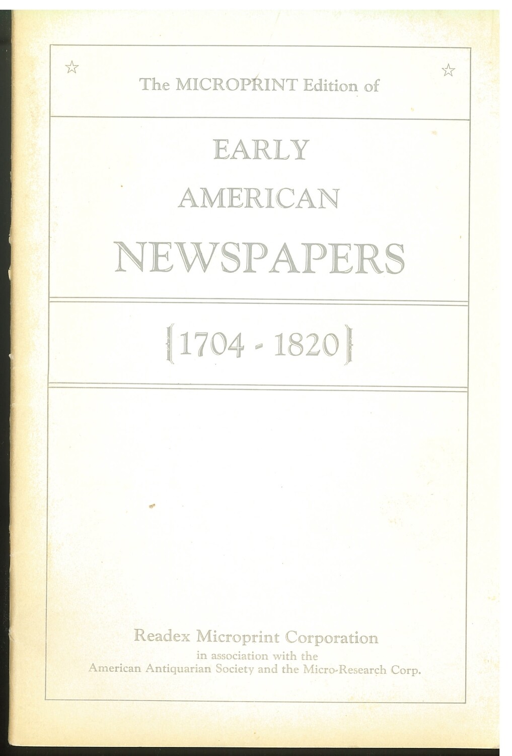 Early American Newspapers 1704-1820