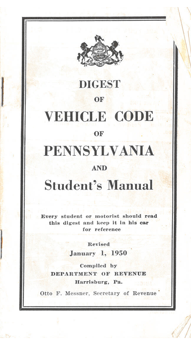 Pa vehicle code booklet 1950