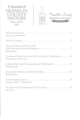 Franklin County Historical Society Papers XXXV - Journal Volume 35 - 2023