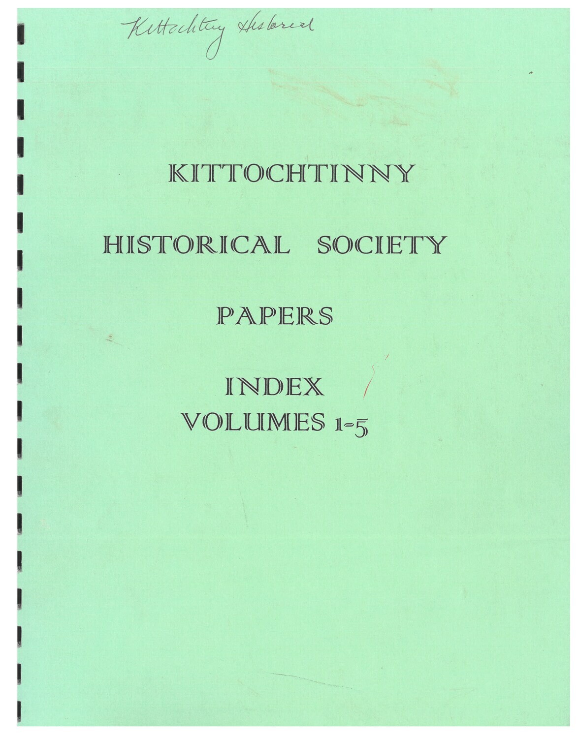 Kittochtinny Papers Index Vols. 1-5