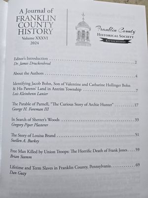 Franklin County Historical Society Papers XXXVI - Journal Vol 36 - 2024