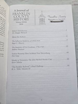 Franklin County Historical Society Papers XXXII - Journal Vol 32 - 2020