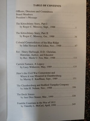 Kittochtinny Historical Society Papers XX - Journal Vol 20 - 100th Anniversary