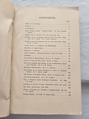 Franklin County Historical Society Papers Vol VIII 1912-1915 Journal Volume 8 USED