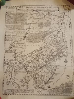 1749 Map of Pennsylvania, New Jersey, New York, and the Three Delaware Counties