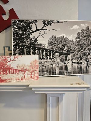 WMRR Trestle and Train Pic 13 X 19 with Wooden Plaque