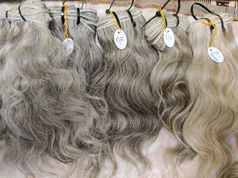 Natural Gray Weft Bundles straight / wavy