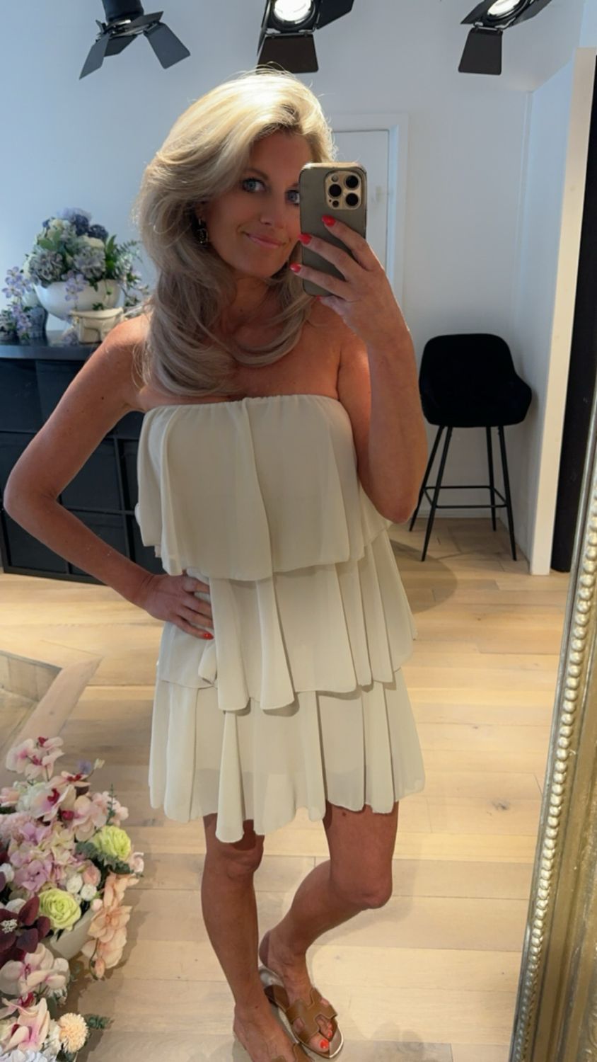 Mila ruffle dress beige