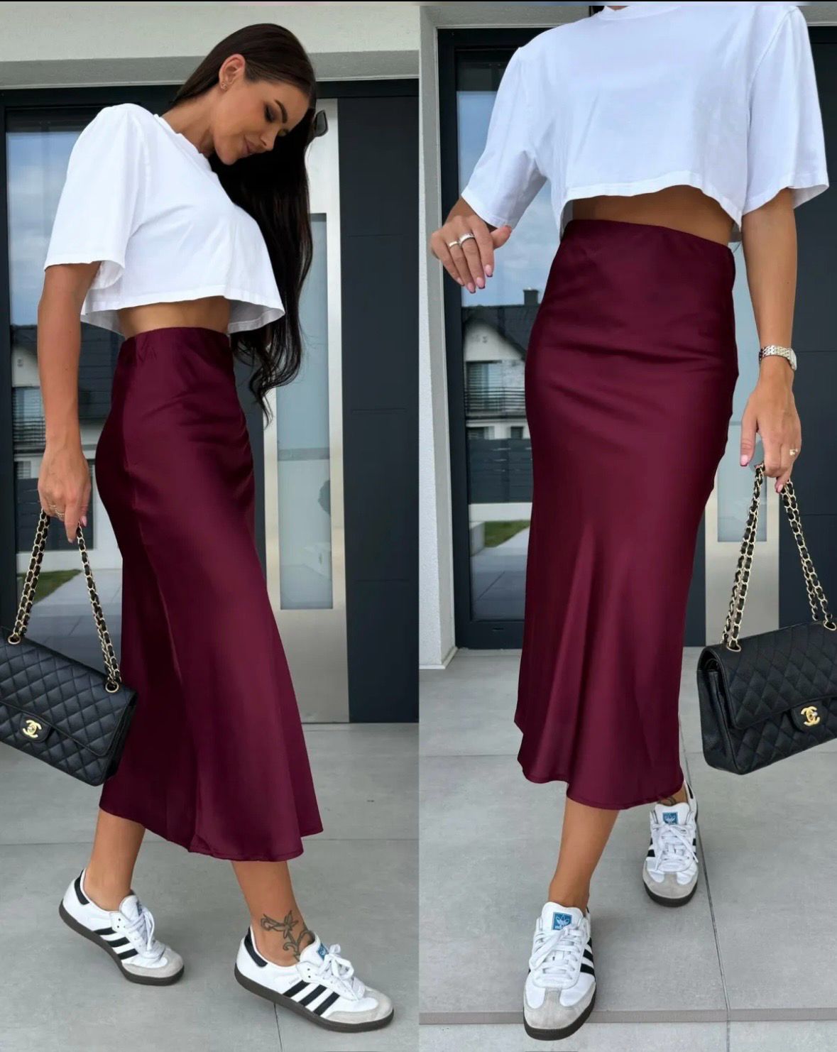 Silky maxi Skirt Bordeaux 