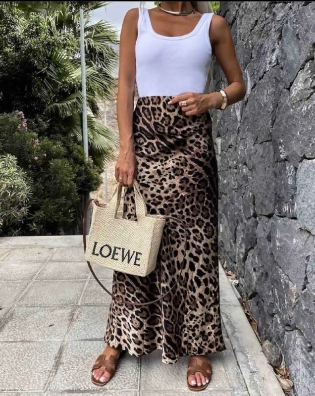 Silky maxi Skirt Leopard 