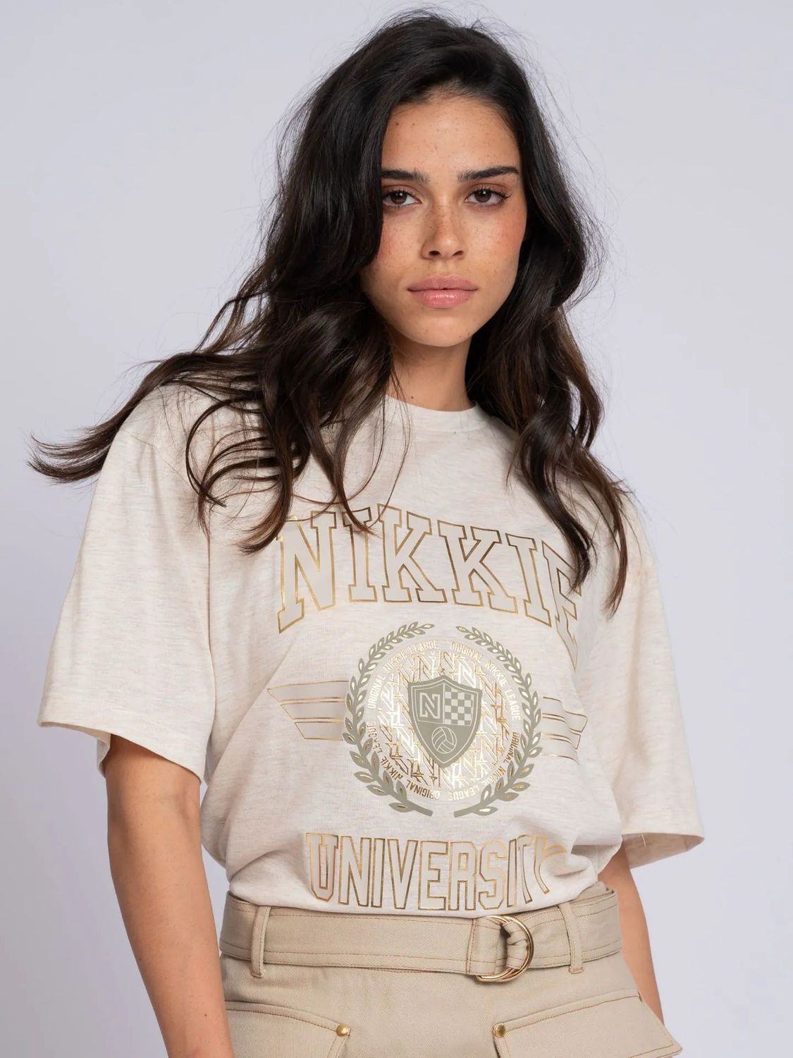 Nikkie University Gold T-Shirt Cream melange