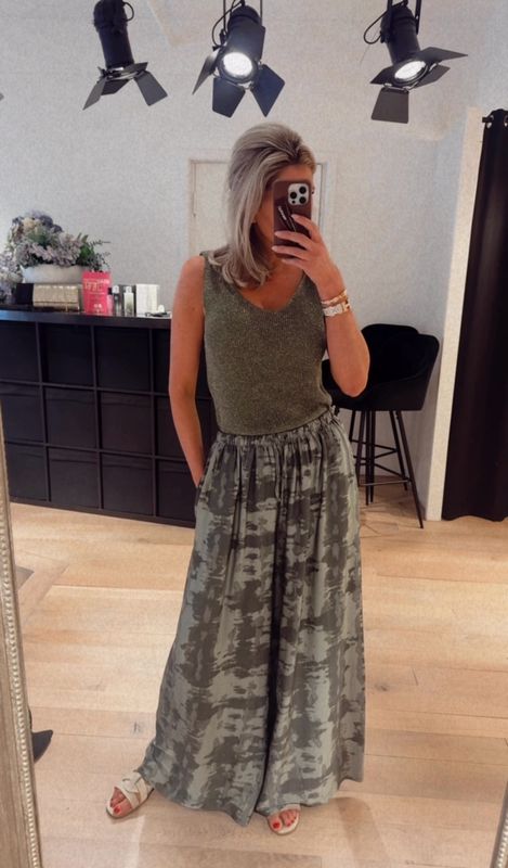 Glitter lurex hempje army/ goud