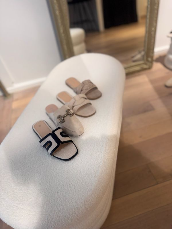 slipper zwart/ beige 