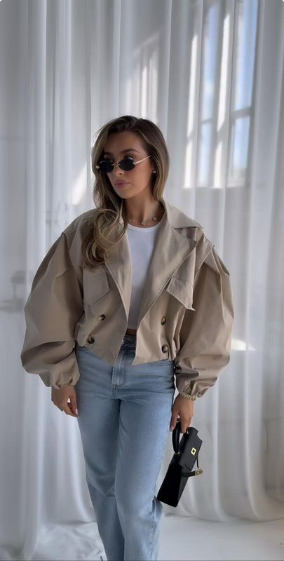 Jaylee bomber jacket / short trenchcoat crème 