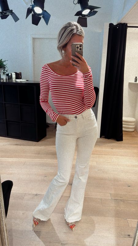 Flo top Stripe rood/wit 