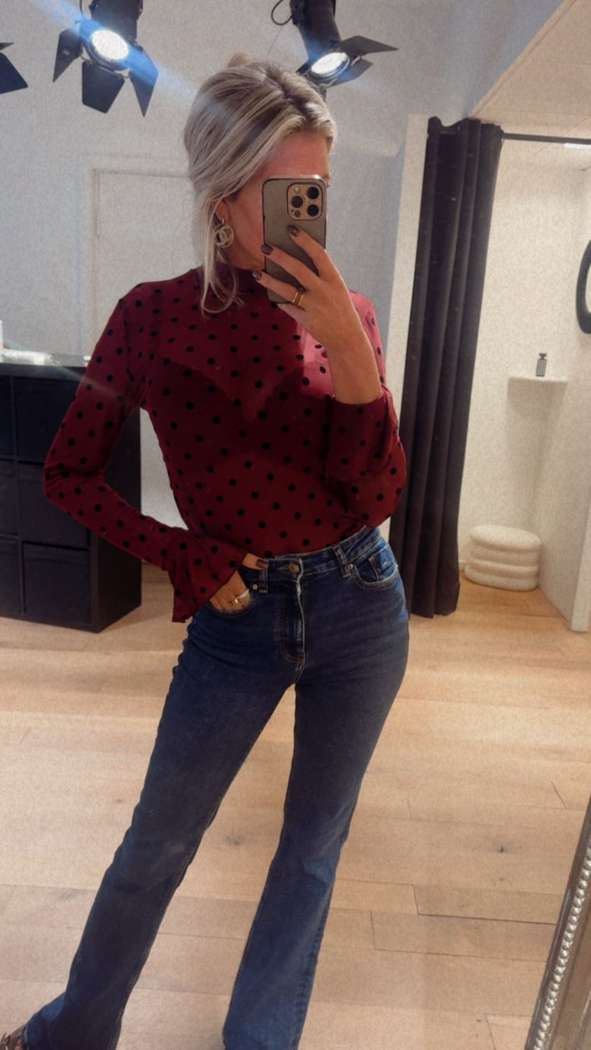 Polka dot top Bordeaux 