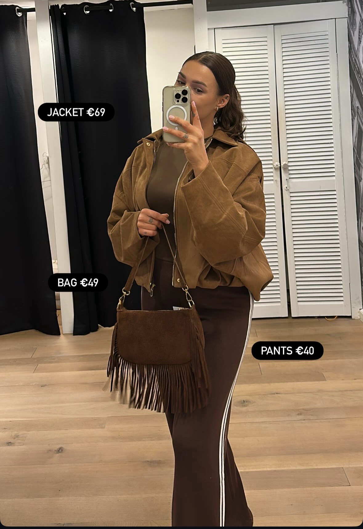 Comfy knitted pants stripe bruin