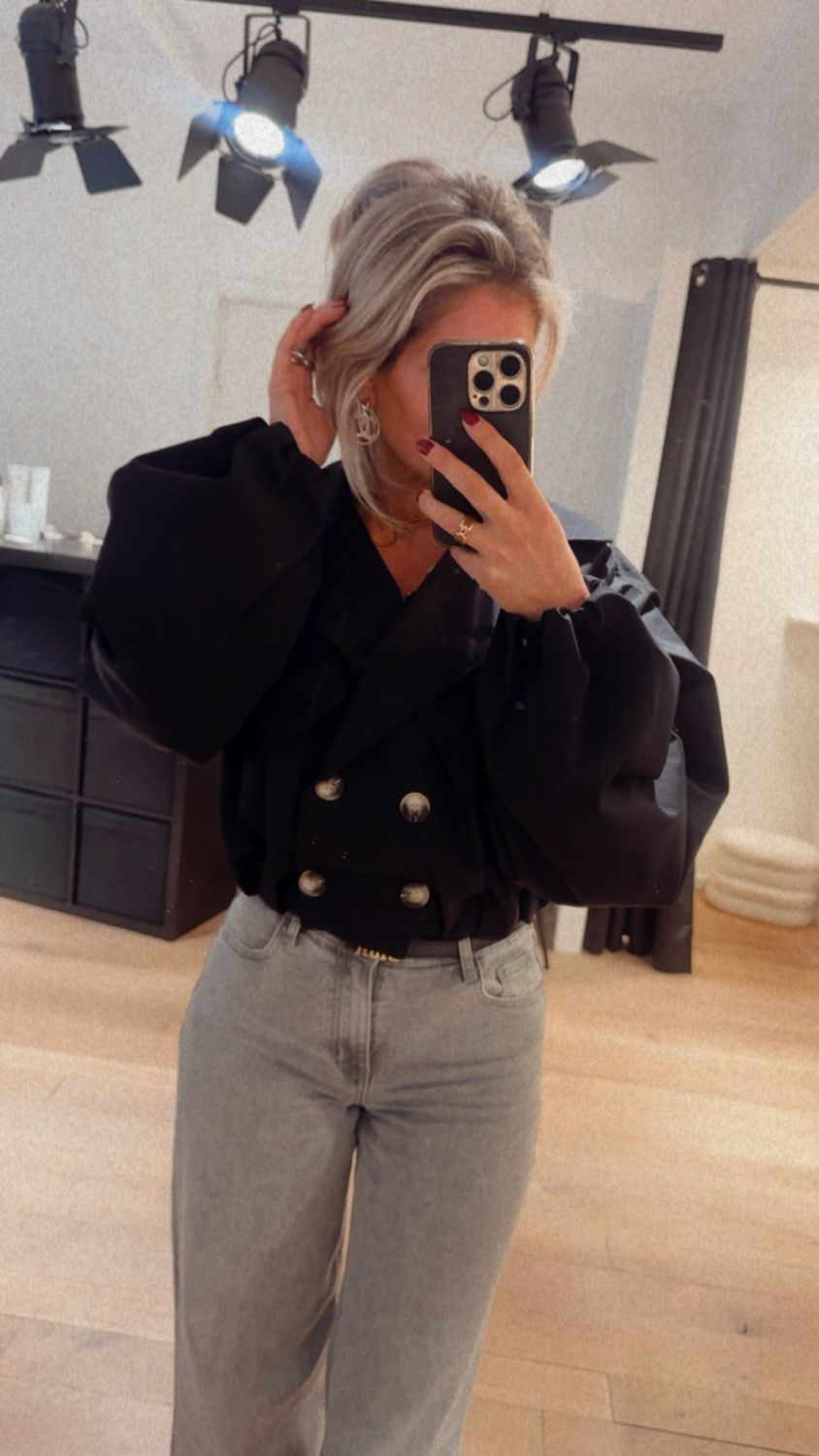 Jaylee bomber jacket / short trenchcoat zwart 