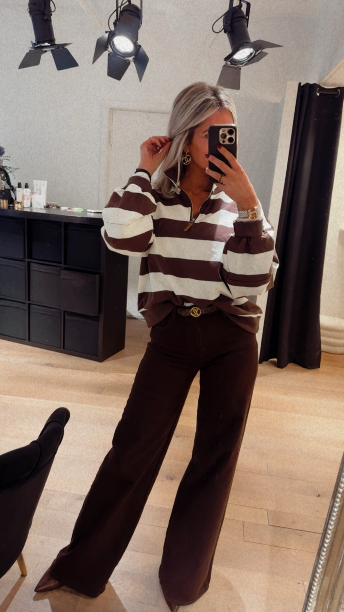 Nikki sweater stripe choco