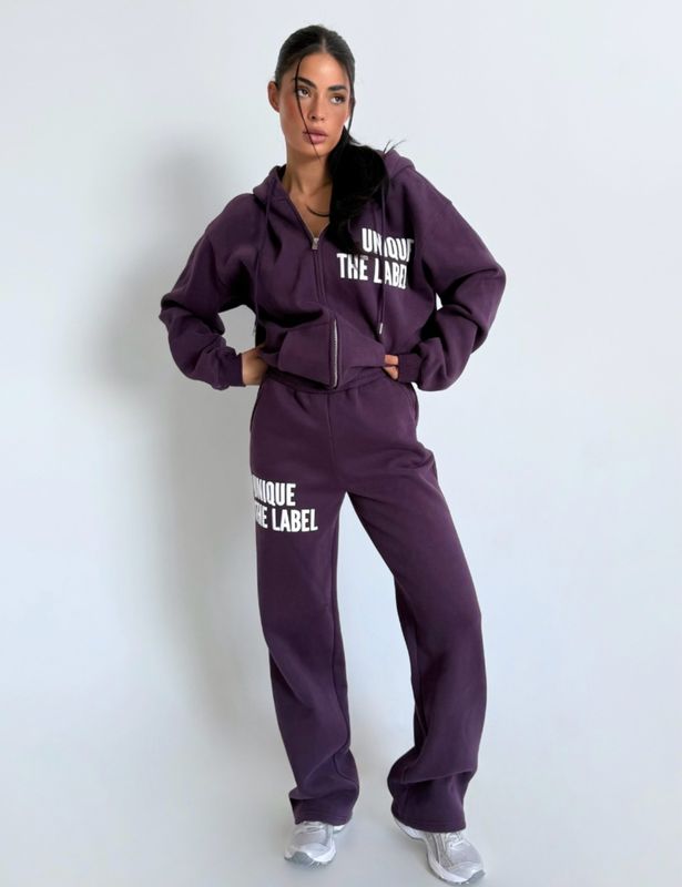 Unique the label Joleen Wide Leg Jogger - Deep Berry