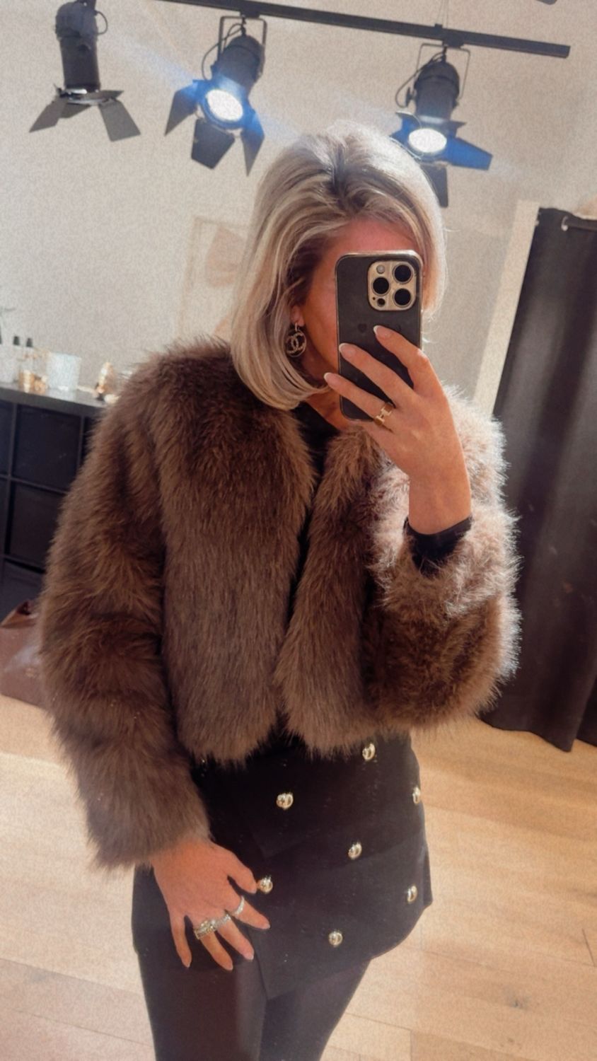Faux fur jasje bruin