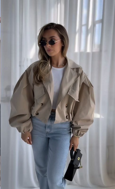 Jaylee bomber jacket/  short trenchcoat beige