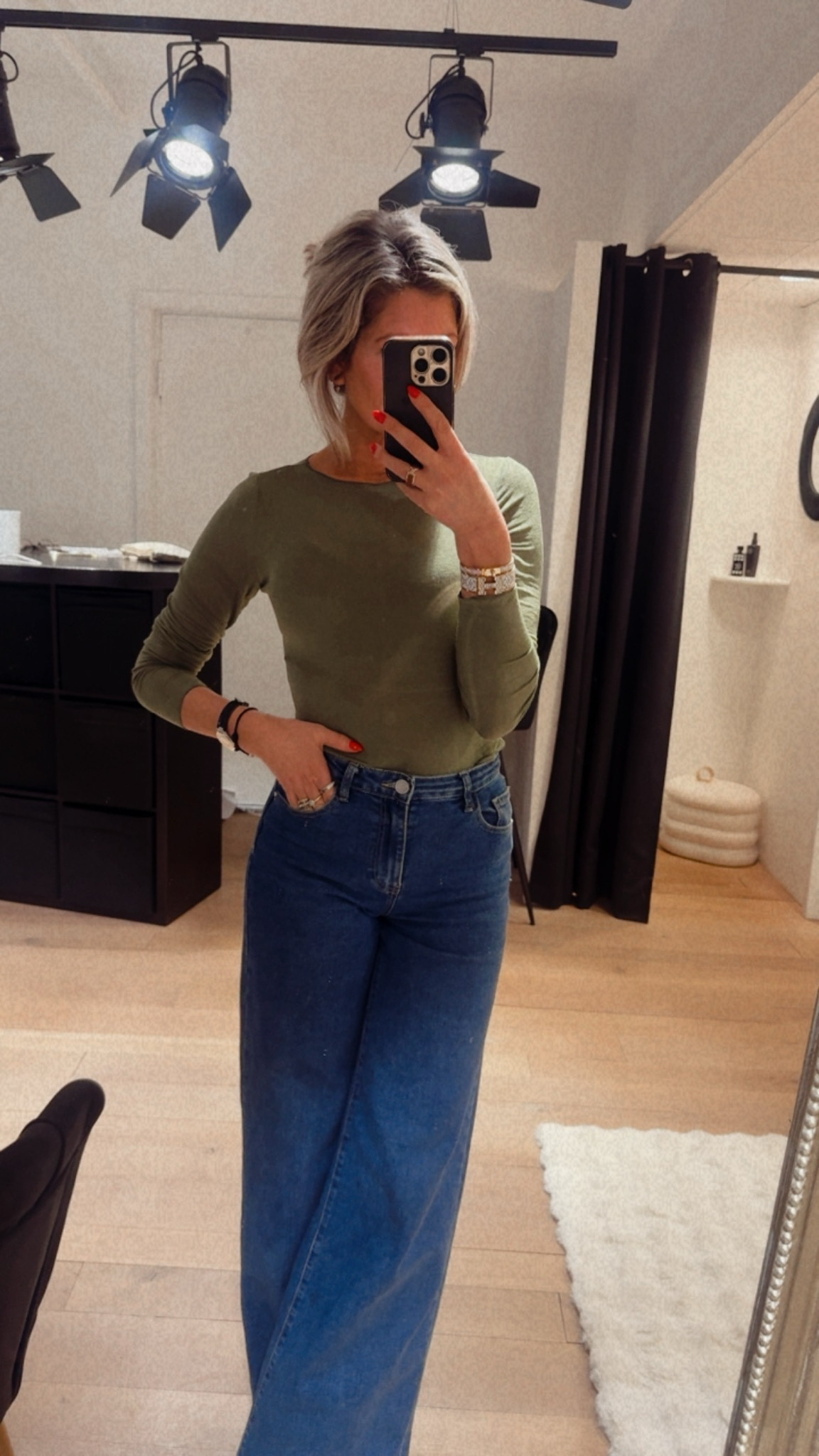 Cashmere top olive / groen