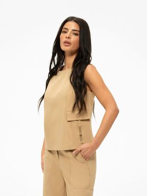 Nikkie Mouwloze Parlo Top Met Ketting Detail Travertine Nikkie Mouwloze Parlo Top Met Ketting Detail Travertine