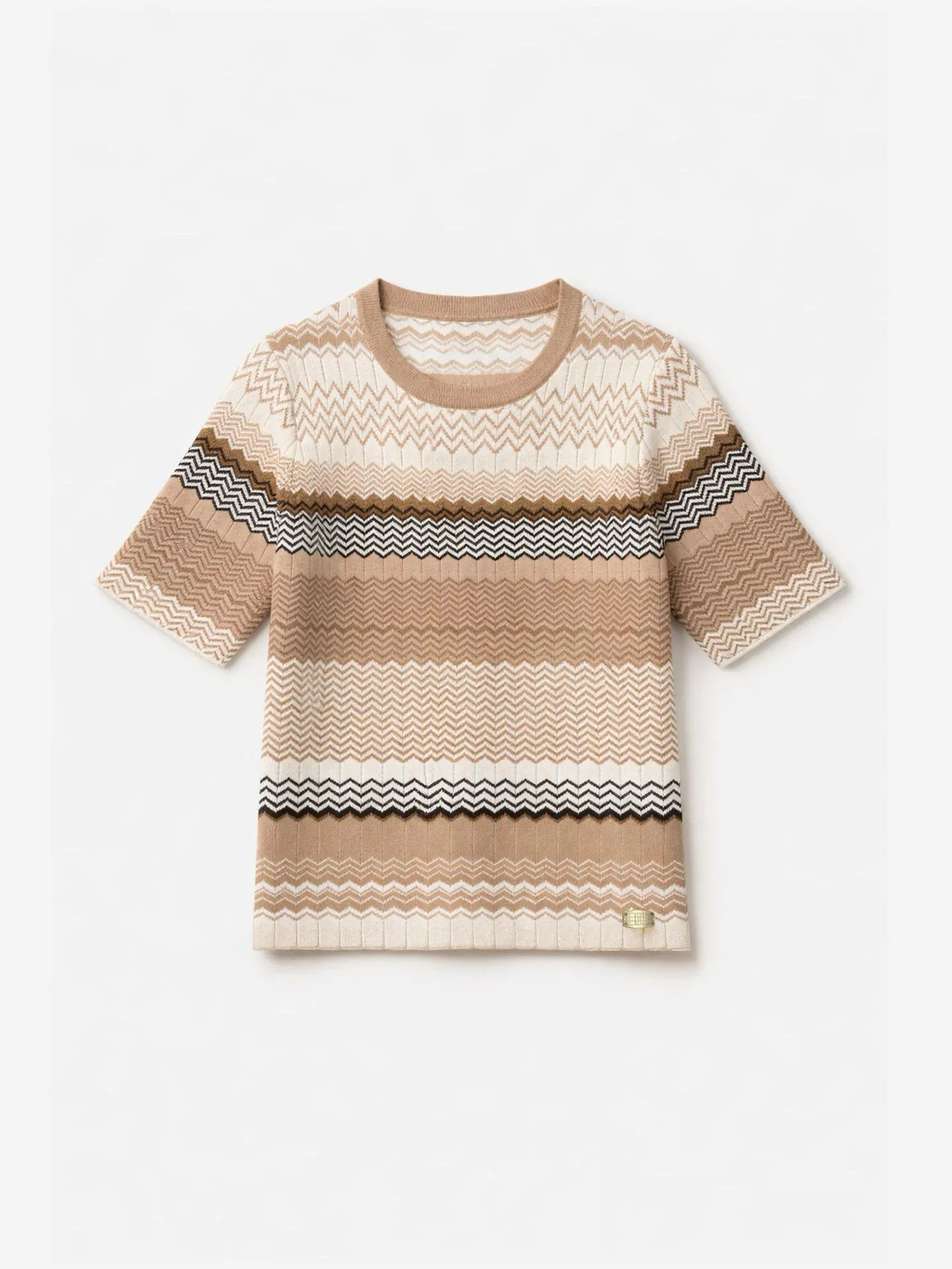 Nikkie Pilazio Top Met Zigzag Patroon En Glitterdraad Travertine