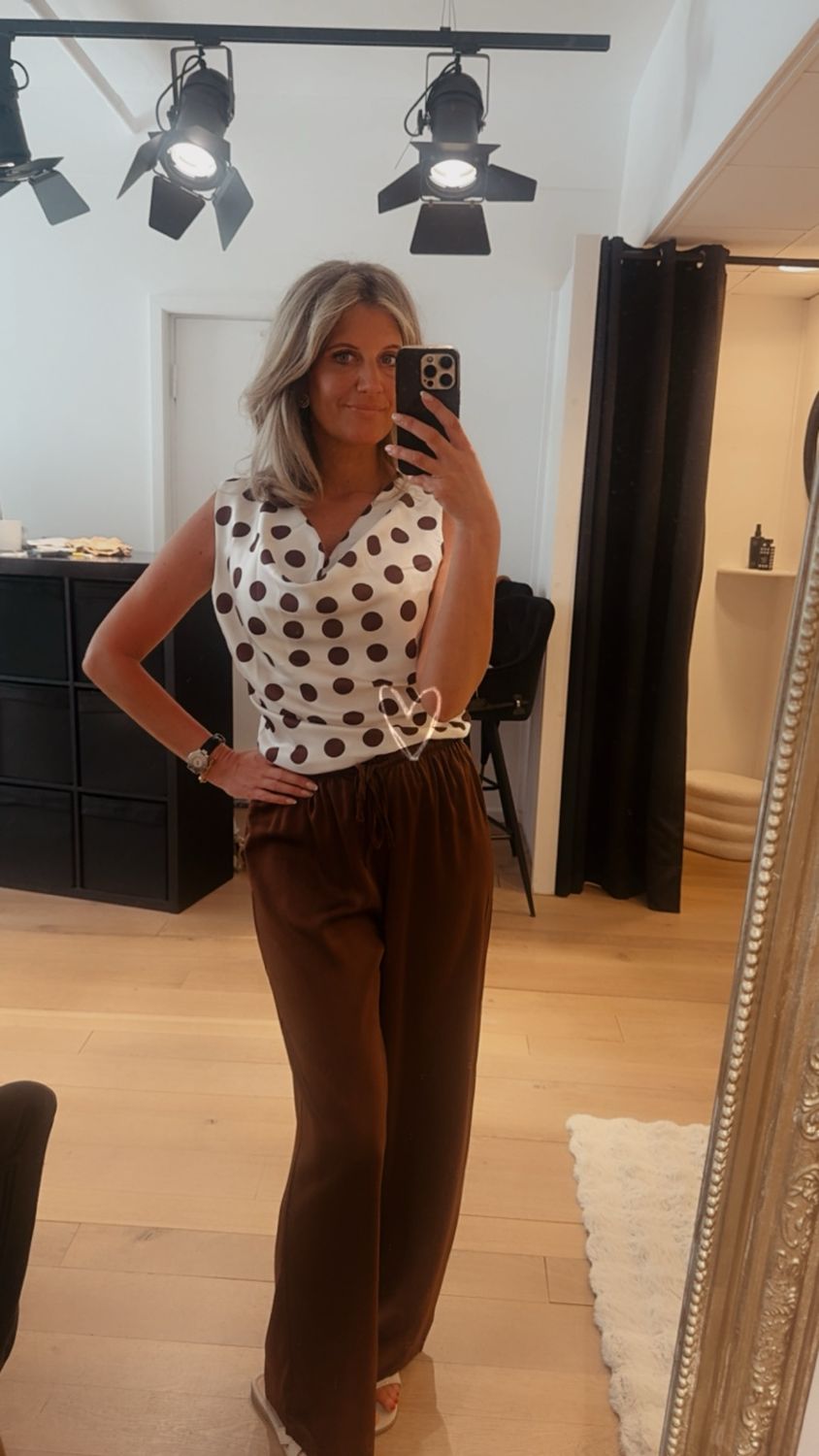 Amber polka top off white/ choco 