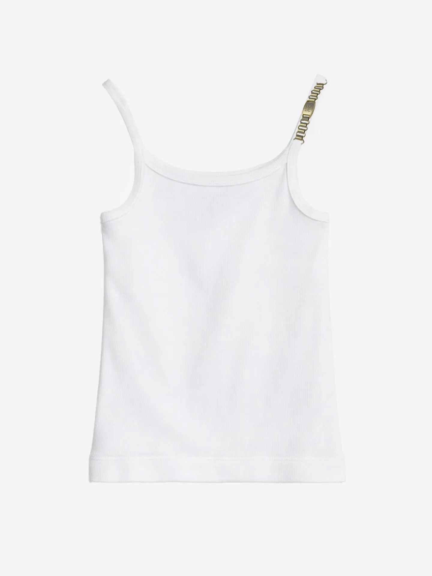 Questa Rib Top Met Ketting Detail Wit