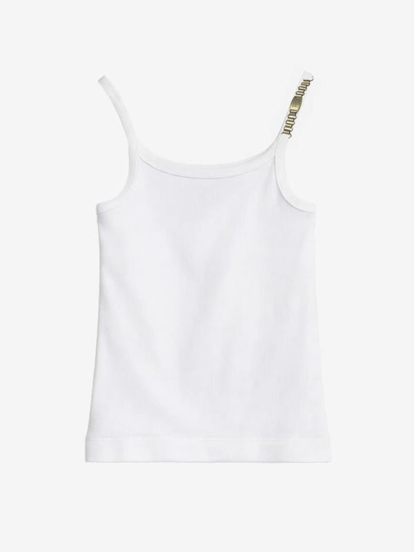 Questa Rib Top Met Ketting Detail Wit
