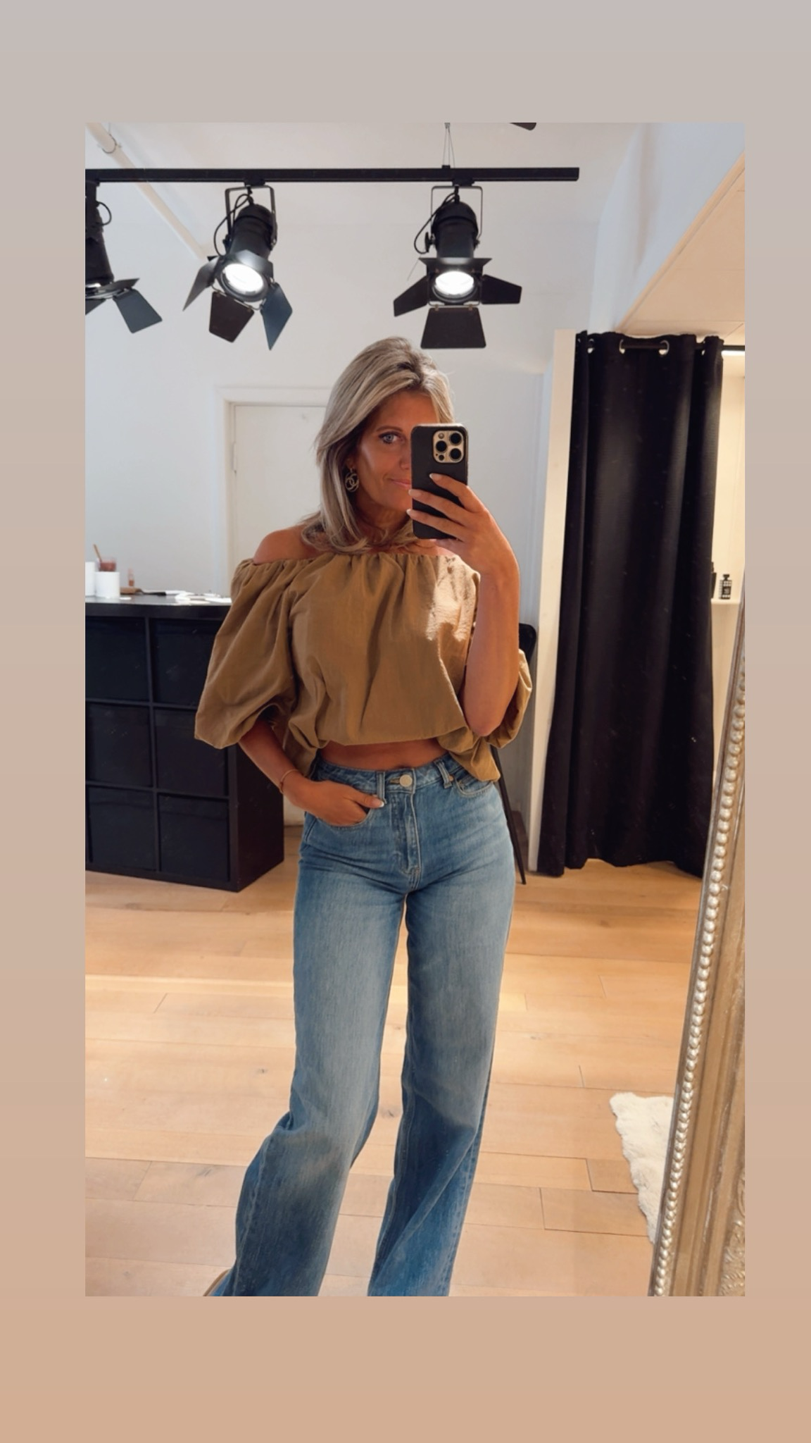 RMC the label off shoulder top camel