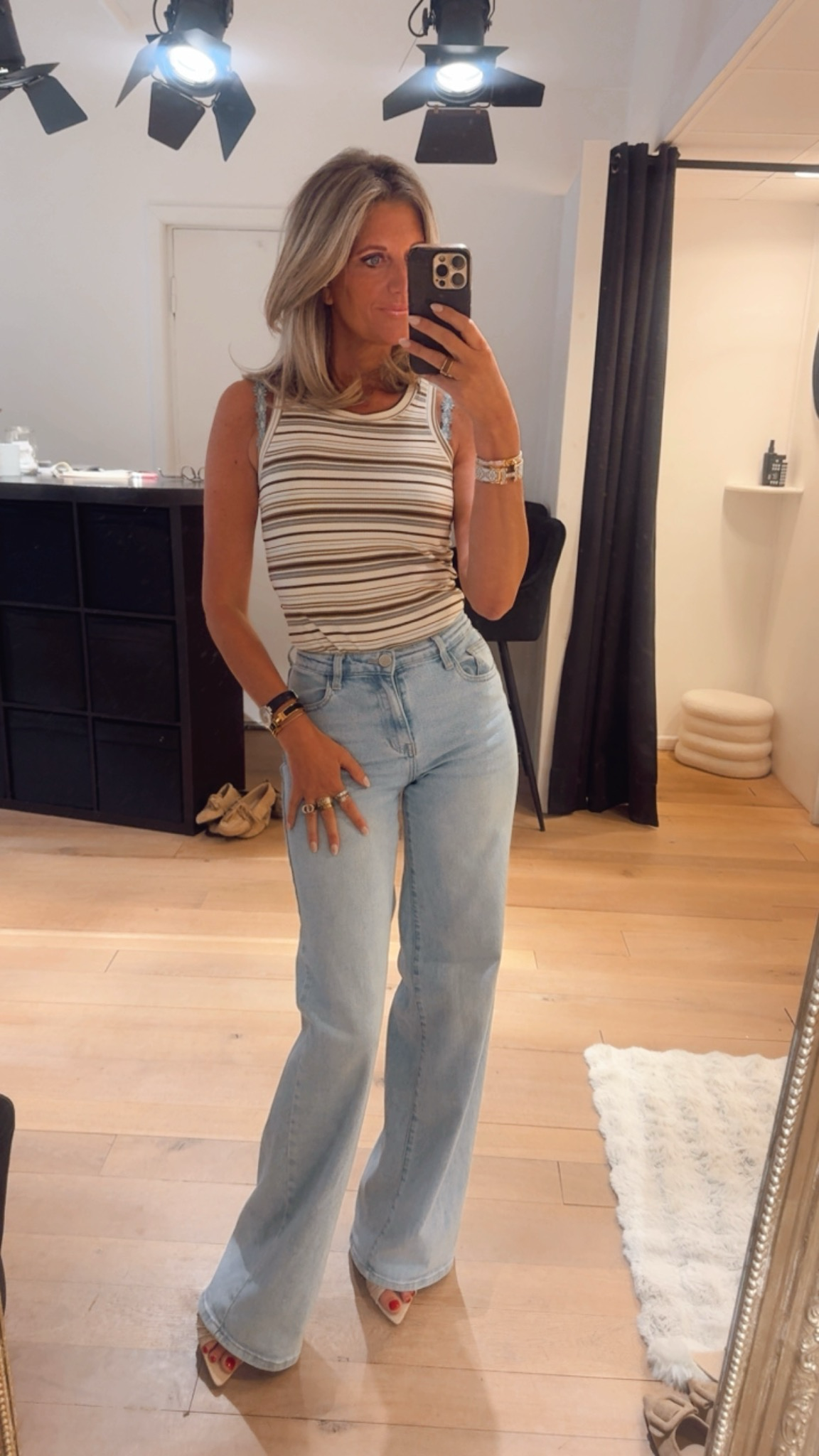 Stripes top blue/ choco/ beige