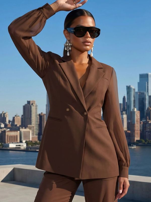 Nikkie Rioverde Blazer Met Mesh Mouwen Cacao