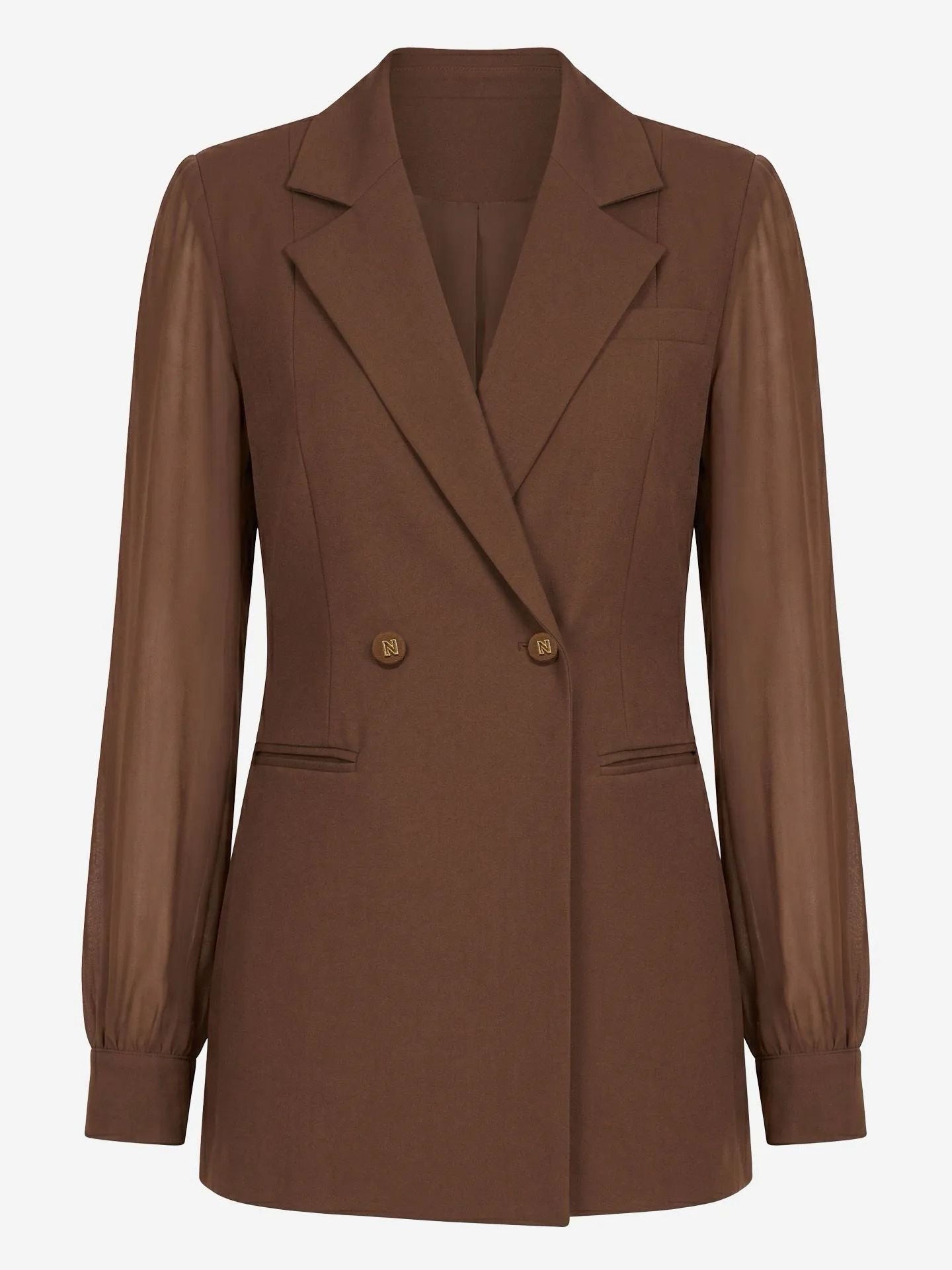 Nikkie Rioverde Blazer Met Mesh Mouwen Cacao