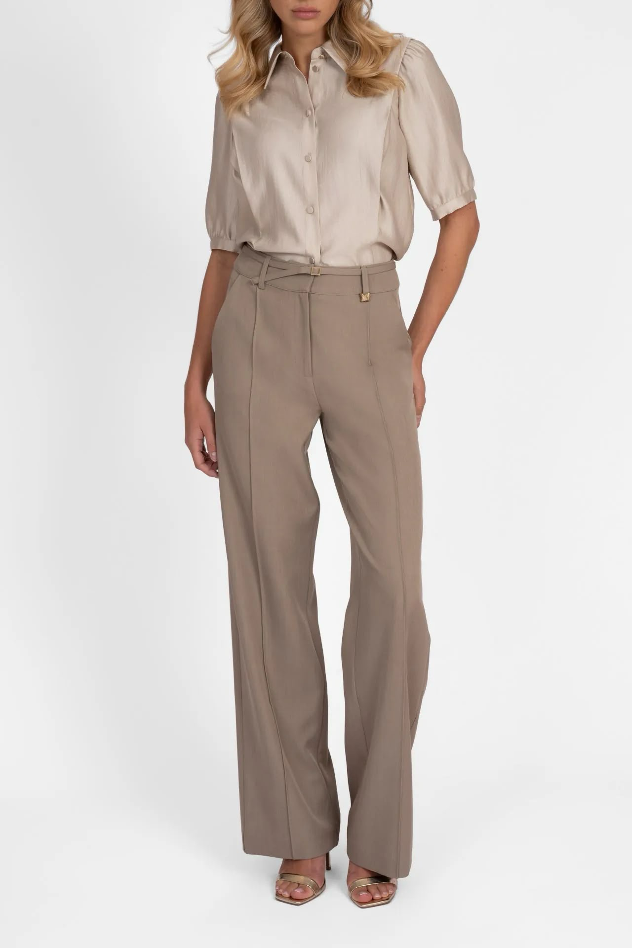 Nikkie Gemêleerde Reno Pantalon Met Ceintuur Mexican Sand