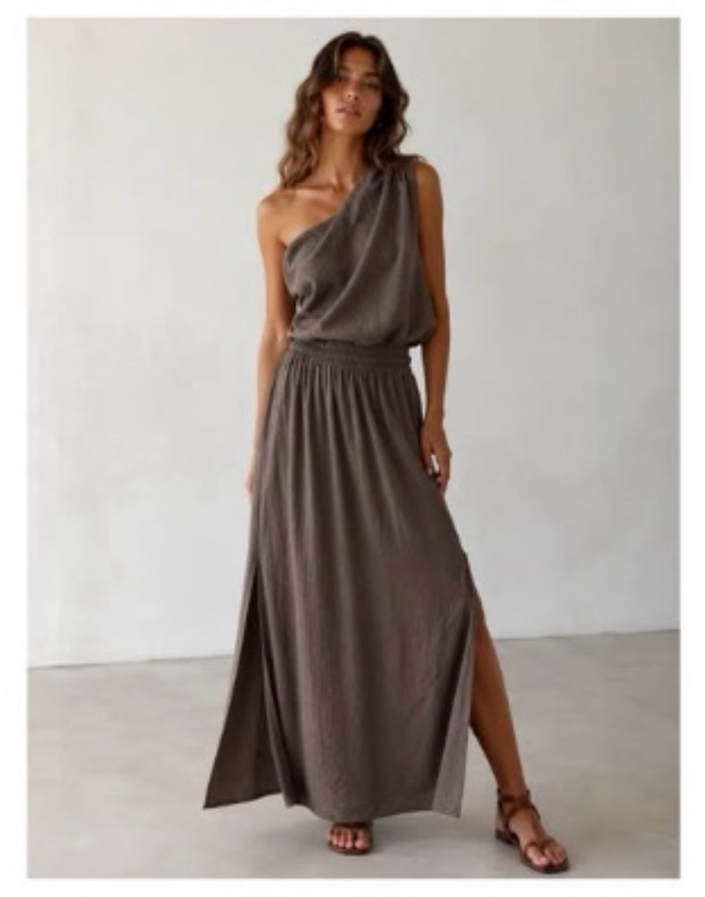Rosi twinset one shoulder choco