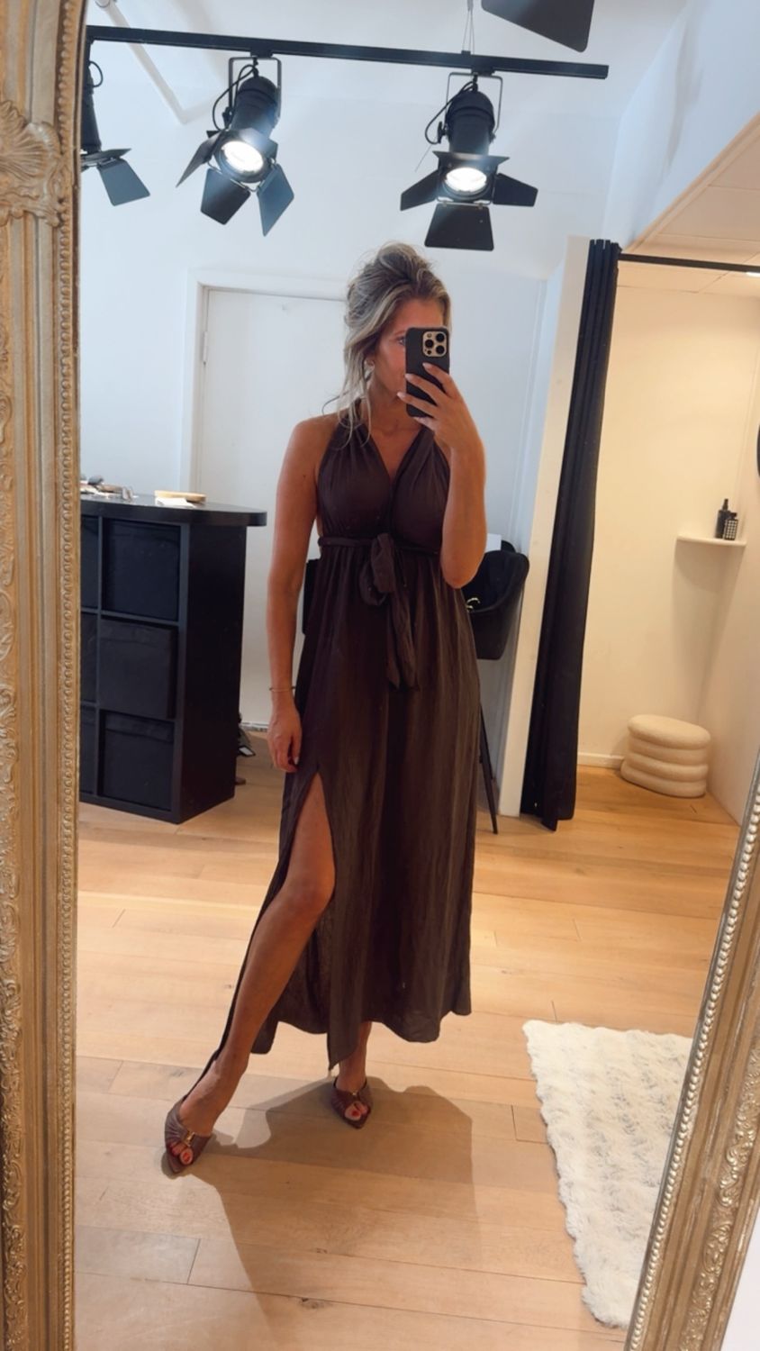 Evi dress choco bruin