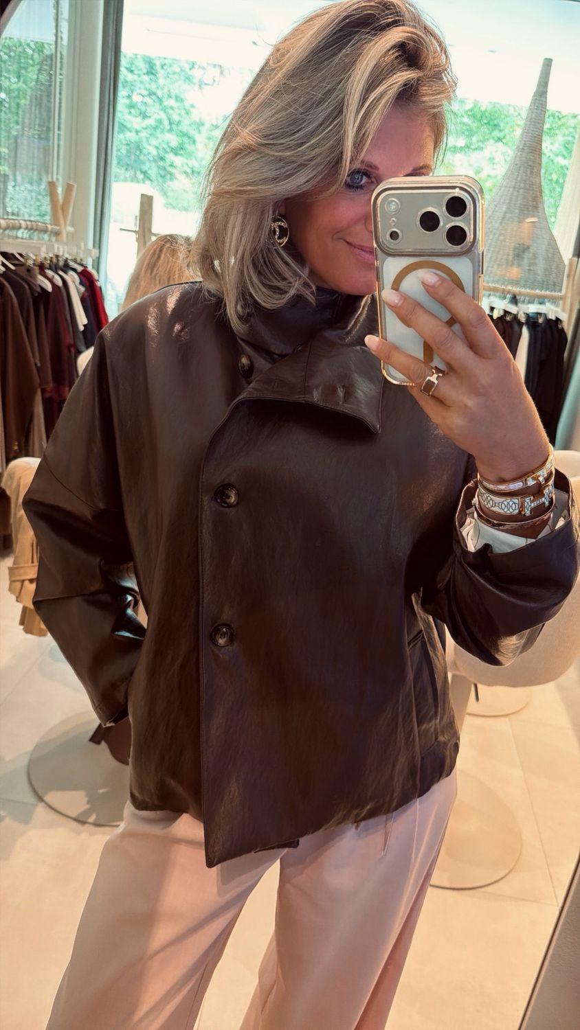 RMC the label fake Leather jacket bruin