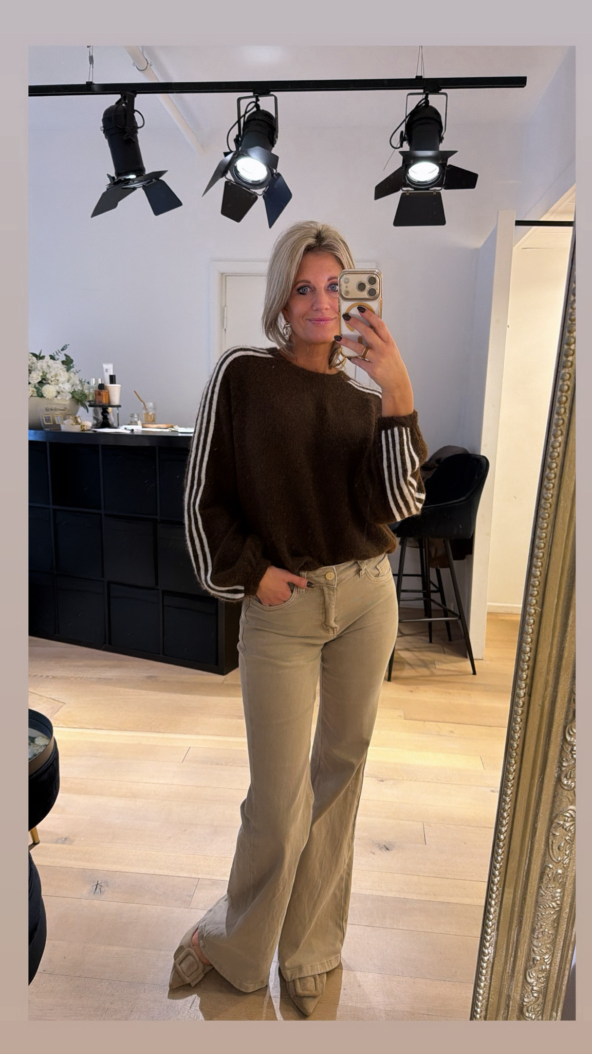 Flare stretch jeans Sand 