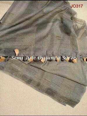 Grey shade Jute Organza Saree Grey shade Jute Organza Saree