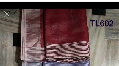Red shade tissue linen saree Red shade tissue linen saree