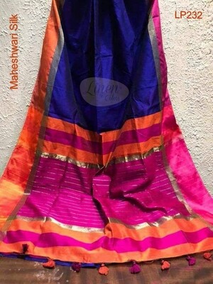 Blue shade Maheshwari Silk Saree Blue shade Maheshwari Silk Saree