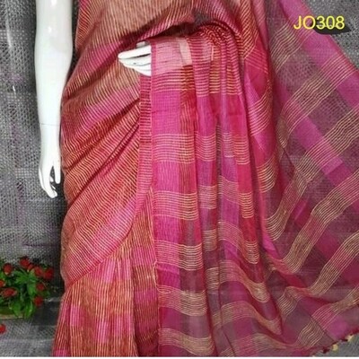 Pink shade Jute Organza Saree Pink shade Jute Organza Saree