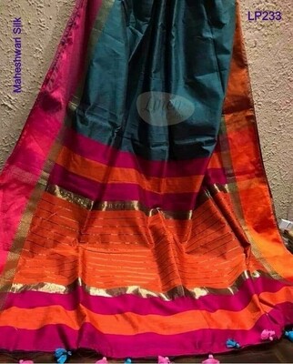 Blue shade Maheshwari Silk Saree Blue shade Maheshwari Silk Saree